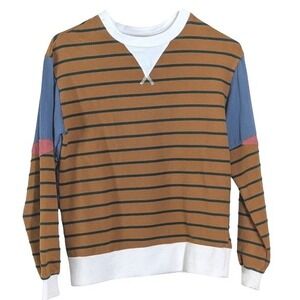 Roolee Striped Colorblock Sweatshirt XXS Cotton Blend Pullover